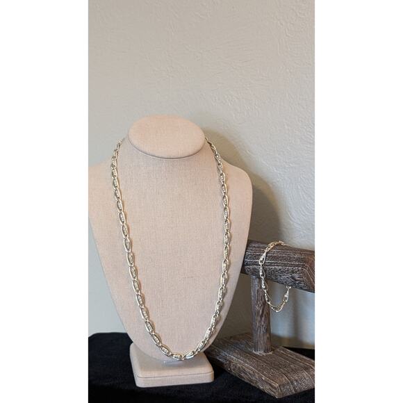 Triple Austrian Crystals Set in Silver Plated Chain Necklace & Matching Bracelet - Picture 13 of 16